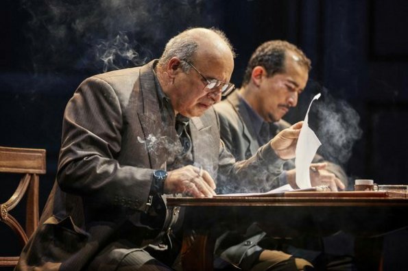 Oslo NT Lyttleton. PP as Ahmed Qurie and Nabil Elouahabi as Hassan Asfour. Photo Credit: Brinkhoff Mögenburg